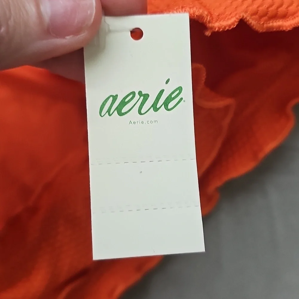 NWT Aerie Cheeky Orange Lace Trim Bikini Bottom
